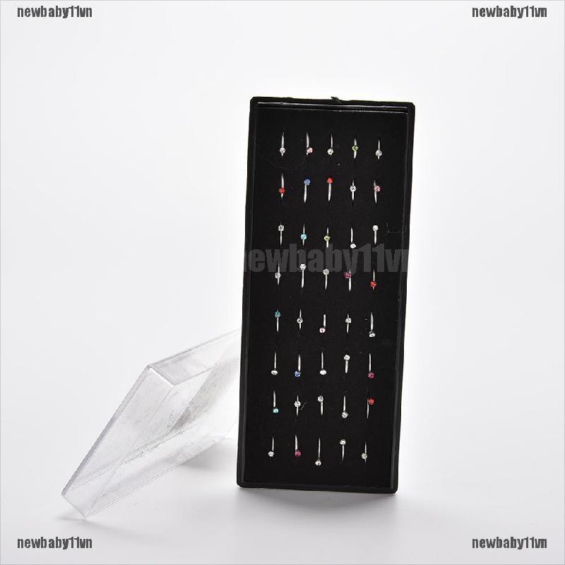 1 Hộp 40 Khuyên Mũi Thép Không Rỉ Đính Đá Pha Lê