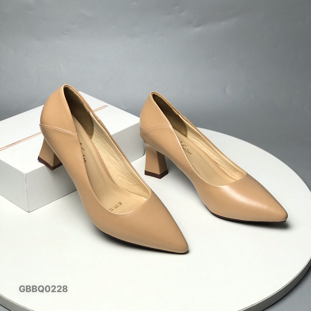 Giày công sở nữ BQ 34-40❤️FREESHIP❤️ Giày cao gót thời trang mũi nhọn da trơn đơn giản cao 7cm GBBQ0228