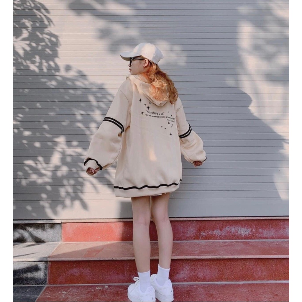 Áo khoác nỉ bông Cozy-be cotton unisex Fomr rộng dưới 70kg - áo sweater hoodie khoá kéo nữ | BigBuy360 - bigbuy360.vn