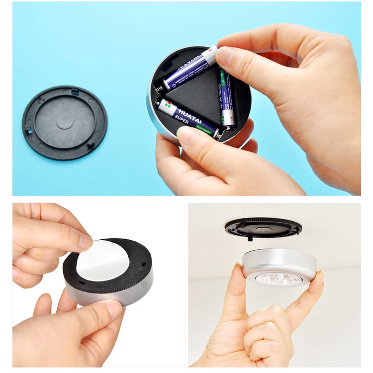 Đèn Led Dán Tường 3 Bóng - Gắn Tủ Quần Áo Phòng Ngủ, Tủ Bếp - Dùng Pin AAA