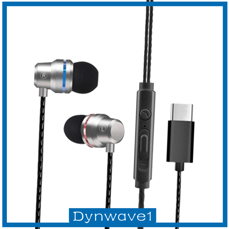 [DYNWAVE1]Universal Durable USB Type C Headphones Wired In-ear Earbuds Rose Gold