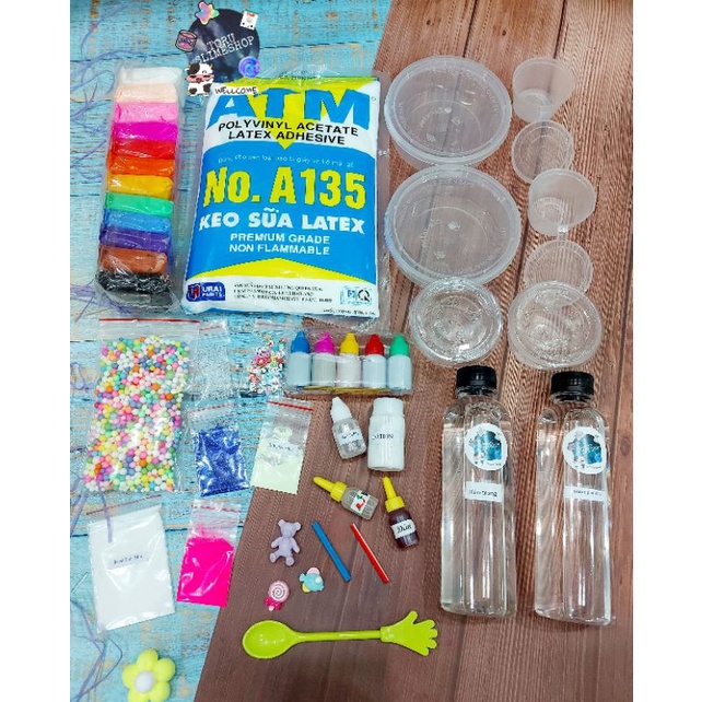 ✠❀⊕Bộ 26 món Nguyên Liệu Làm Đầy Đủ Các Loại Slime (Slime Basic, Trong, Bơ, Mây, Xốp)