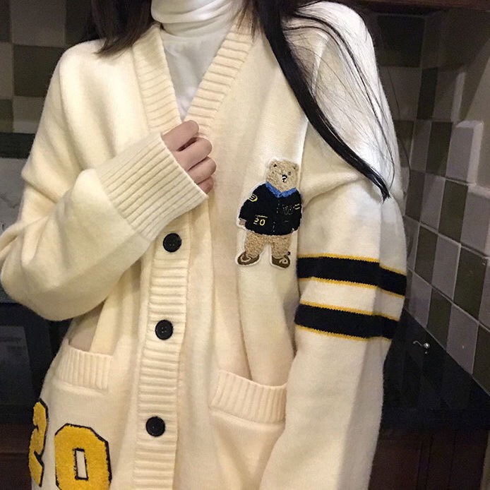 Áo Cardigan Len Sọc Tay Phong Cách Hàn Quốc
