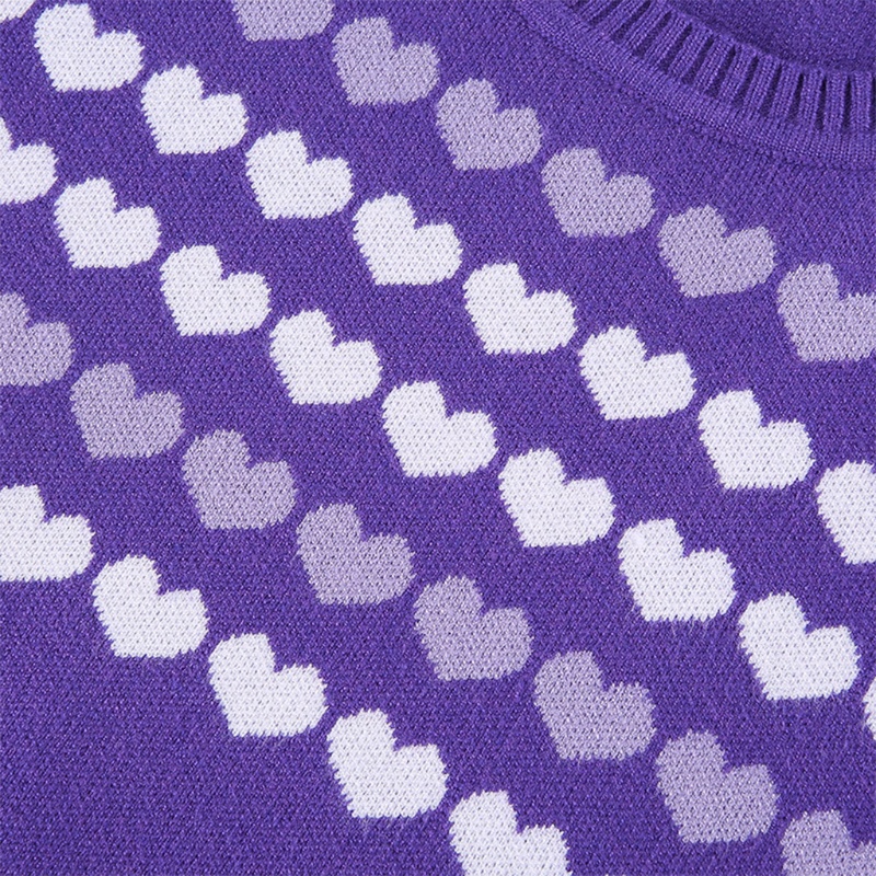 Áo Croptop Dệt Kim Tay Ngắn Cổ Tròn In Họa Tiết Trái Tim Kiểu Harajuku Thời Trang Mùa Hè Cho Nữ