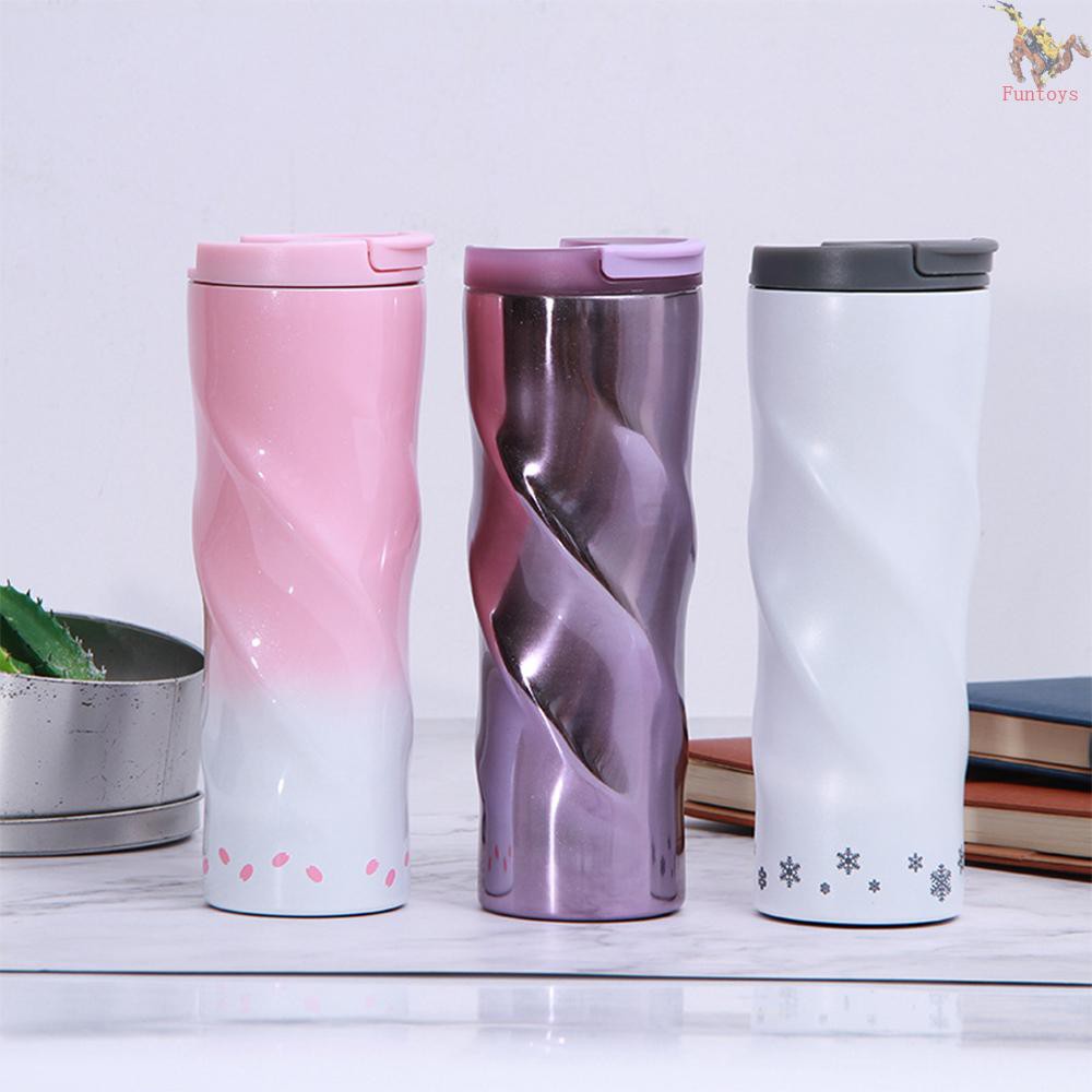 FUN 500ml 304 Stainless Steel Portable Car Coffee Mug Threaded Double-Layer Insulated Thermos Vacuum Cup Travel Business Tea Office Outdoor Water Bottle