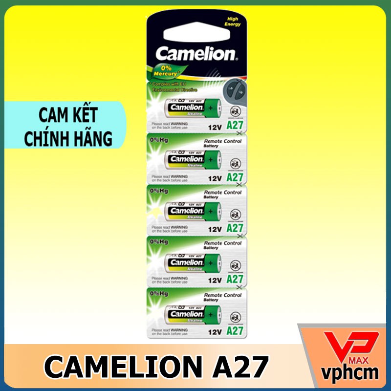 Vỉ 5 viên pin Camelion A27 12V dùng cho thiết bị điện, điện tử, remote cửa cuốn