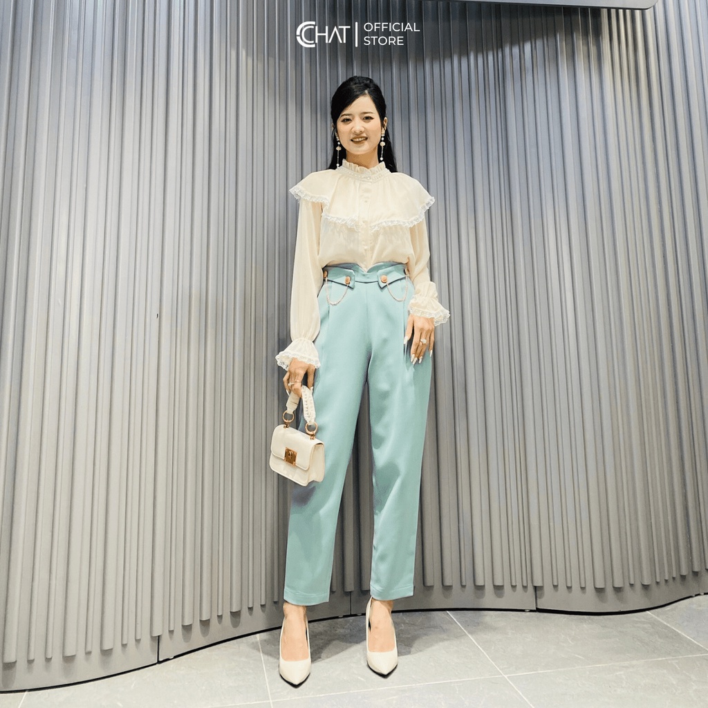 Sơ mi cổ bèo can ren Cchat Clothes