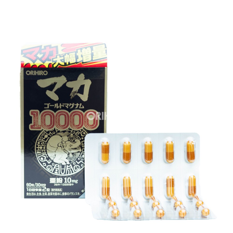 Viên uống hỗ trợ tăng cường sinh lý nam nữ Maca Gold Magnum 10000 Orihiro 60 viên