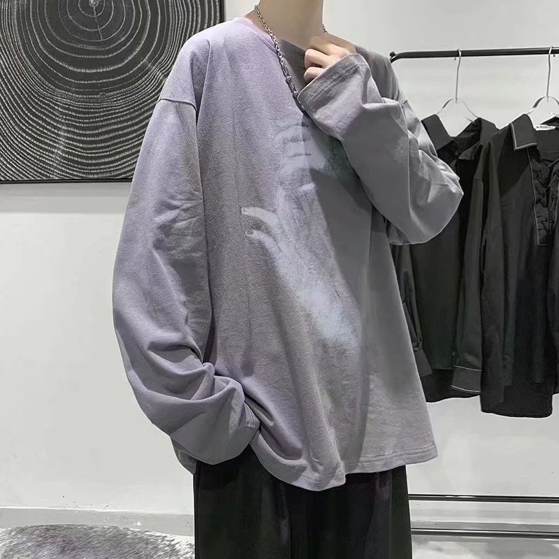 Áo Thun Thể Thao Tay Dài Cổ Tròn Dáng Rộng Phong Cách Thời Trang Hàn Quốc