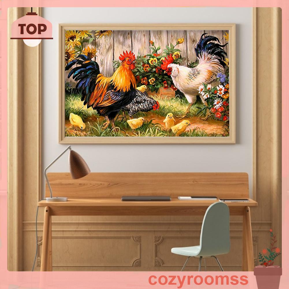 (canvas no printing)  Tranh thêu chữ thập hình con gà 11CT