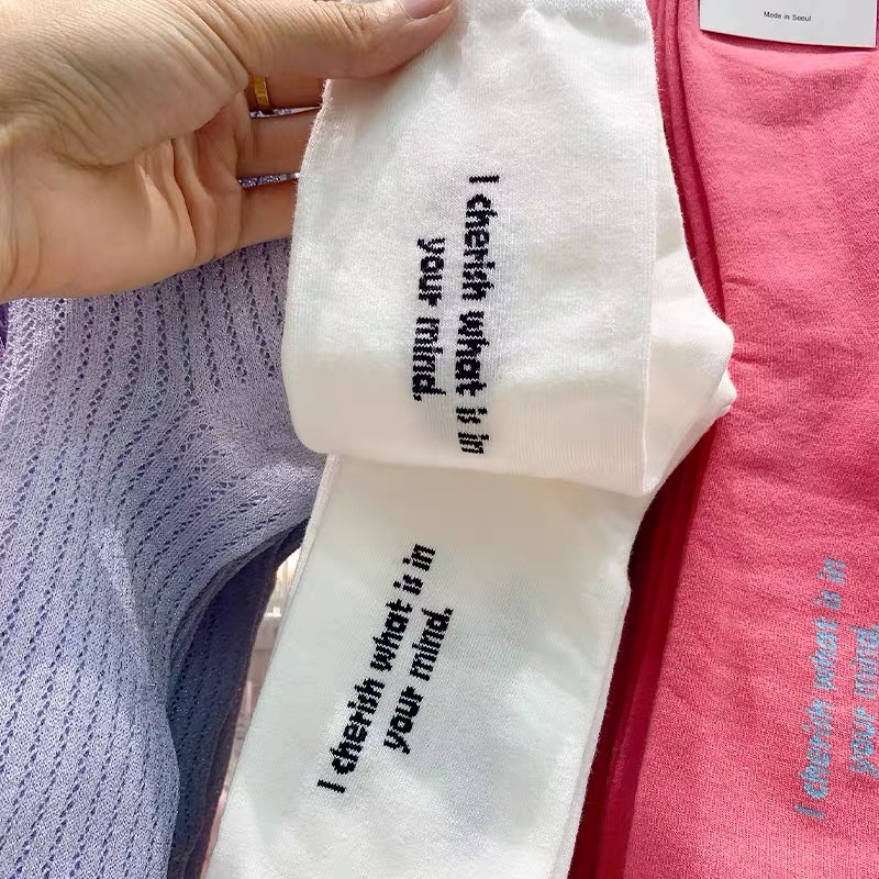 Vớ Thể Thao Thoáng Khí In Chữ Phong Cách Hàn Quốc Đơn Giản