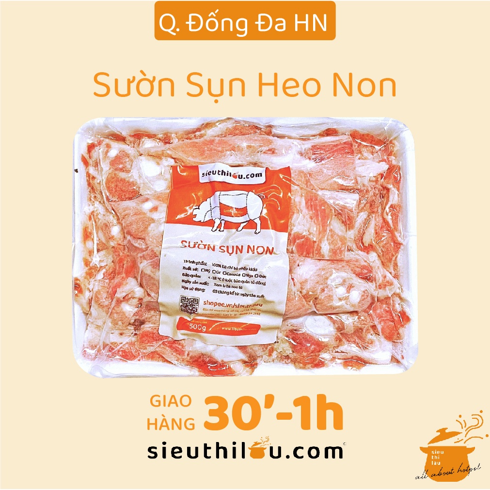 Sườn Sụn Non khay 500g Sườn sụn heo Siêu Thị Lẩu