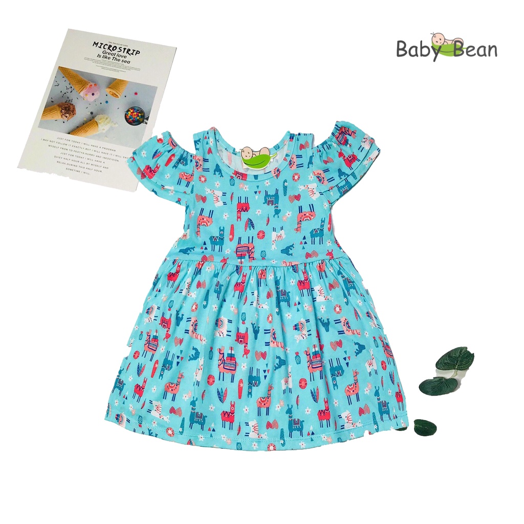 [MÃ THƯƠNG HIỆU YÊU THÍCH Voucher giảm 10%] Đầm Thun Cotton họa tiết Hè Bé Gái BabyBean