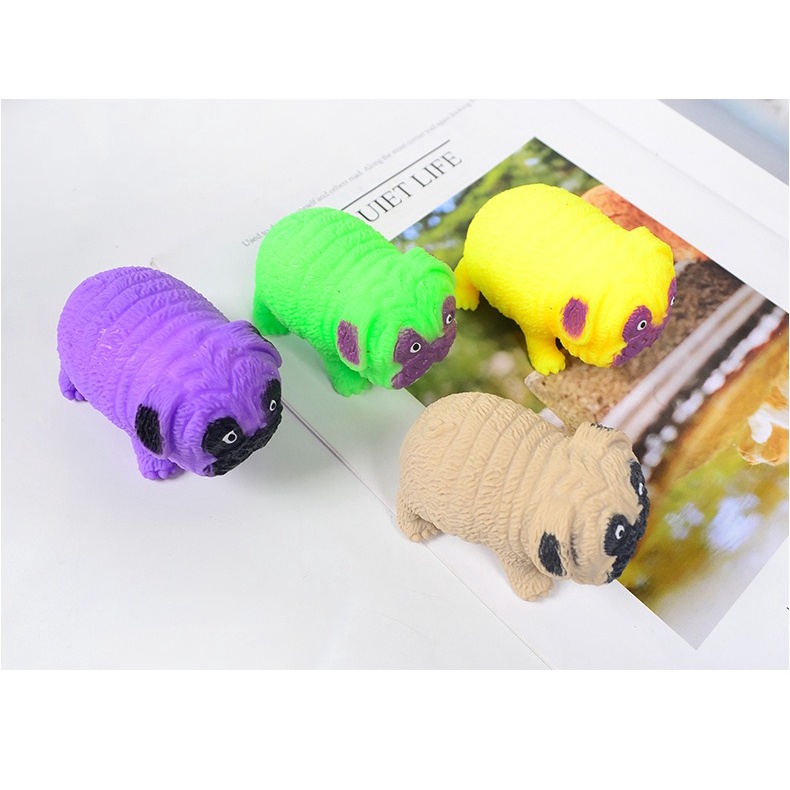 Squishy Mochi hình chó pitbull màu mè đồ chơi bóp tay mềm mịn dễ thương chân thực giảm stress co dãn đàn hồi ngộ nghĩnh