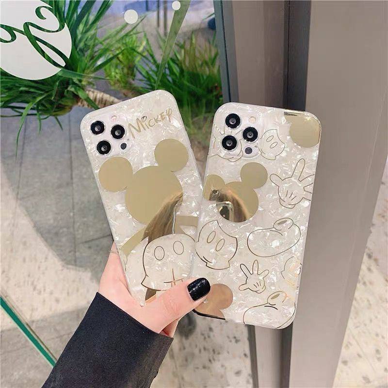 Ốp điện thoại bề mặt lung linh in hình Mickey cho Iphone 12 Pro Max / 11 Xs Xr 8p