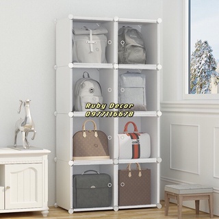 “MẪU MỚI” Tủ đựng túi xách 8 ngăn chất liệu nhựa lắp ghép- A95550 - RUBY DECOR