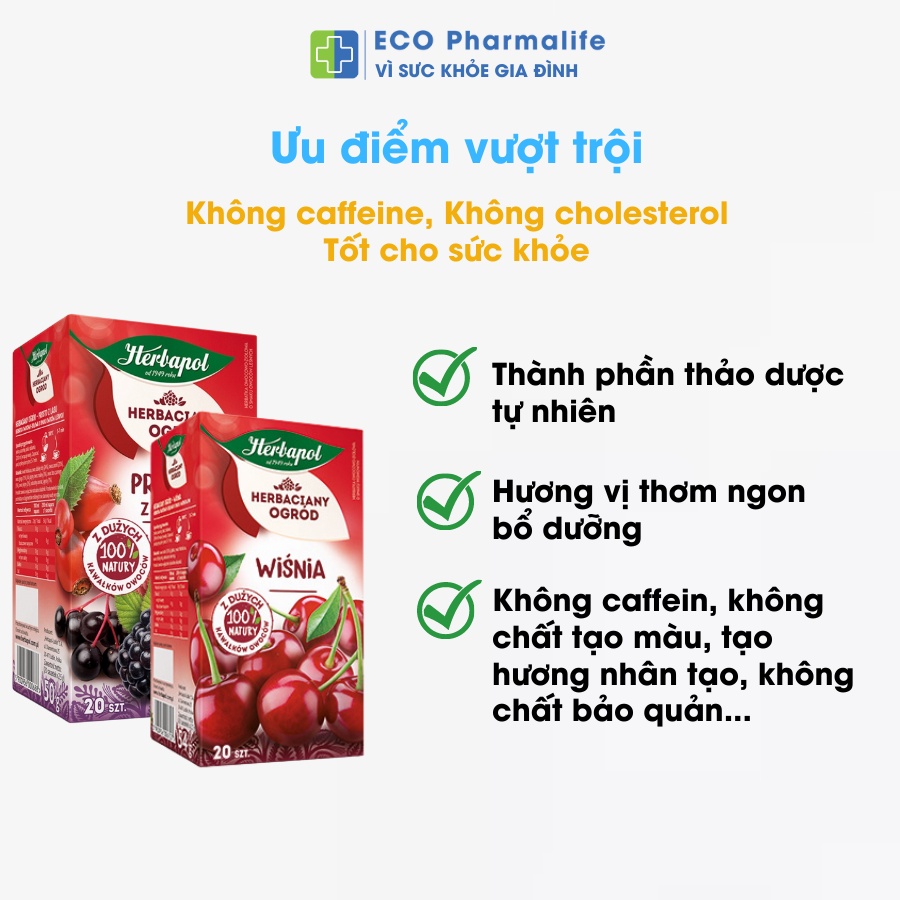 Trà Herbapol detox thảo mộc, trái cây nhiệt đới nhiều vị hàng cao cấp Châu Âu