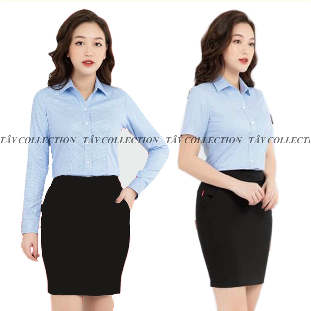 Áo Sơ mi công sở nữ Tây Collection form cũ các màu trắng,xanh, hồng ,vàng