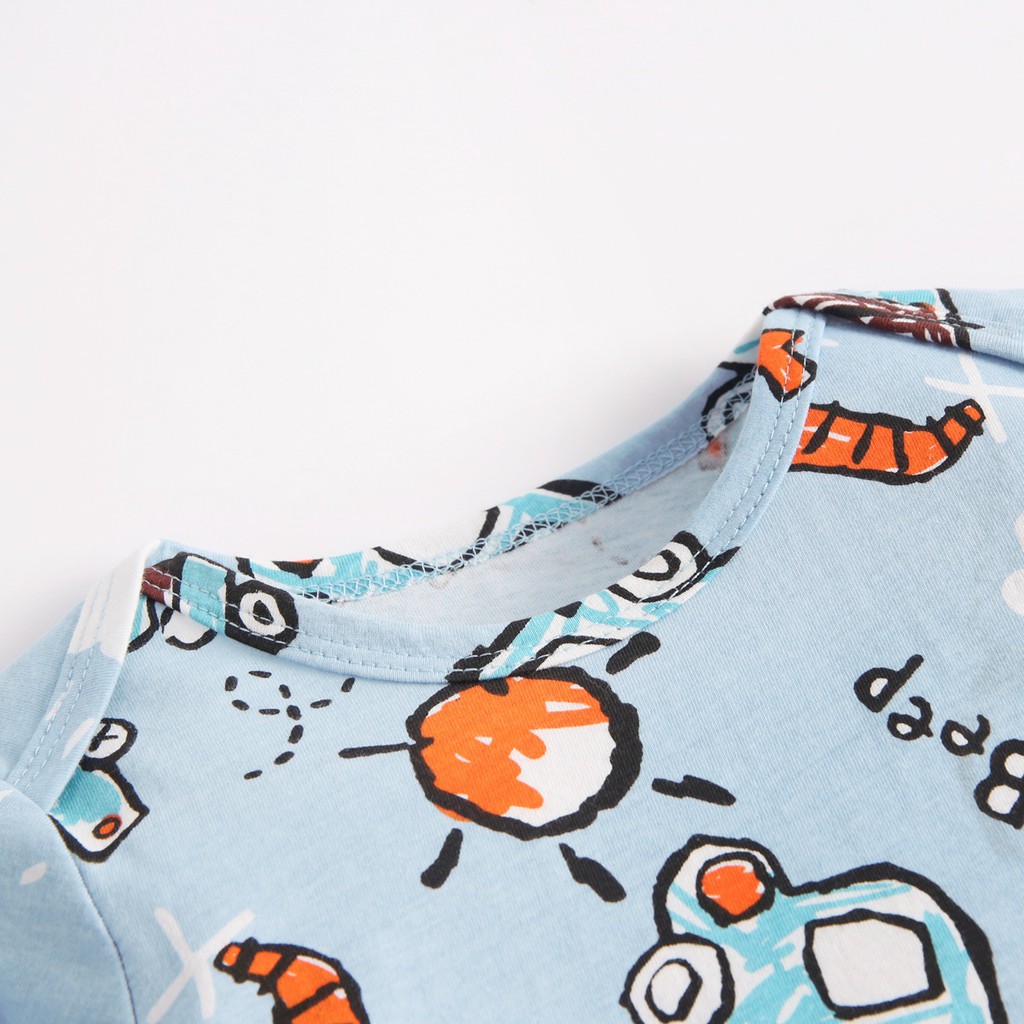 Áo liền thân Sanlutoz cotton dài tay họa tiết hoạt hình dành cho bé