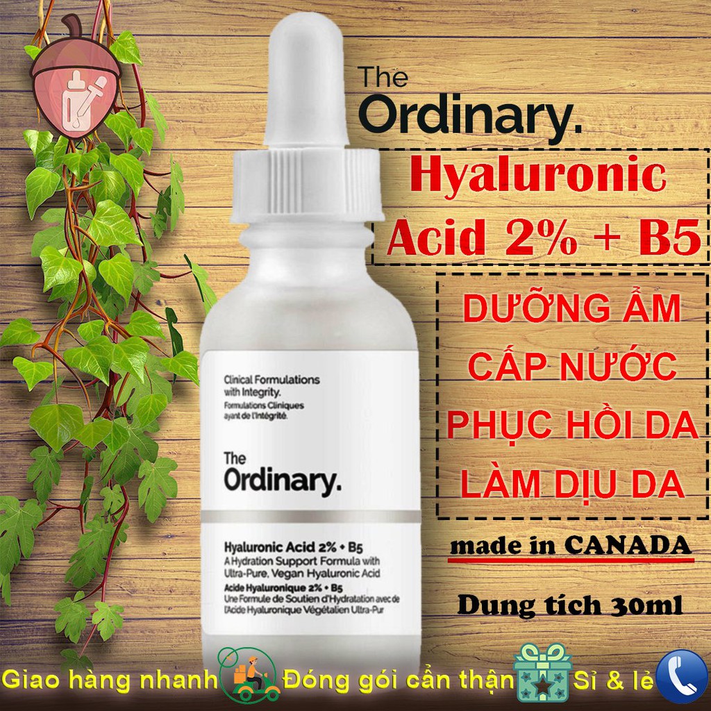 Cấp nước, phục hồi da The Ordinary Hyaluronic Acid 2% + B5 30ml