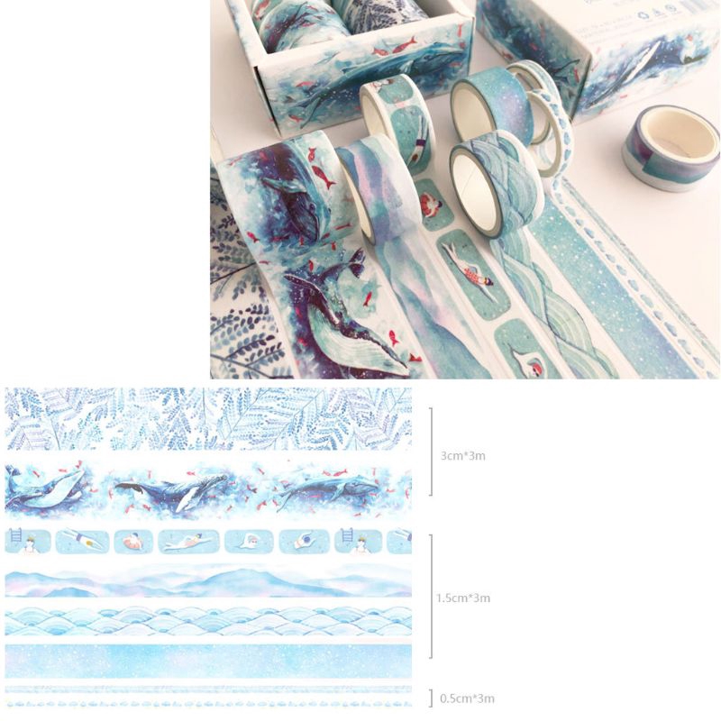 Set 8 Cuộn Băng Keo Dán Hình Lá Cây Xinh Xắn