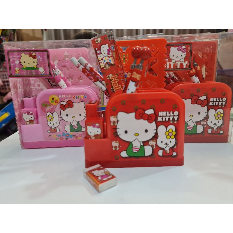 HỘP HỌC CỤ KITTY 11 MÓN GỒM CẢ ĐỒ CẮT BĂNG KEO VÀ DỤNG CỤ HỌC TẬP