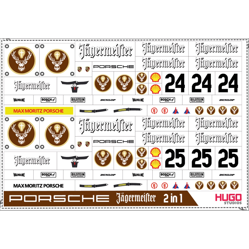 Hugo Studios Decal trượt nước Jagermeister tỉ lệ 1/64 chưa phủ clear