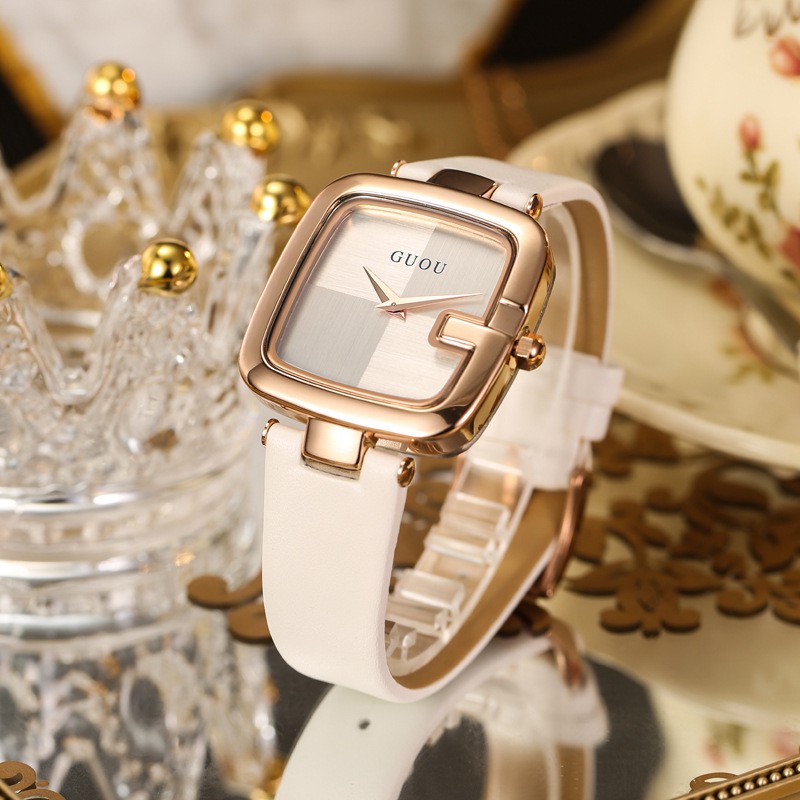 Đồng hồ nữ dây da, đồng hồ đeo tay nữ mặt Vuông, phong cách thời trang, trẻ trung, sành điệu