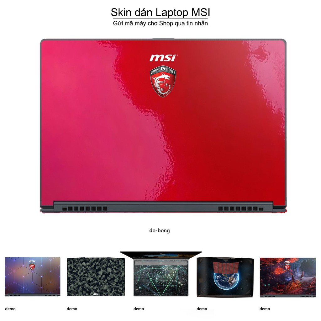 Skin dán Laptop MSI in màu đỏ bóng (inbox mã máy cho Shop)
