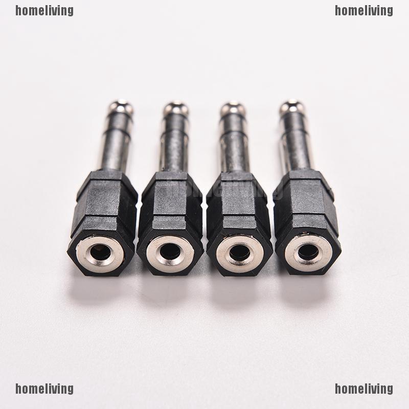 ❤❤Set 4 Đầu Nối Dây Cáp Âm Thanh 6.5mm 1 / 4 Male Sang 3.5mm 1 / 8 Female