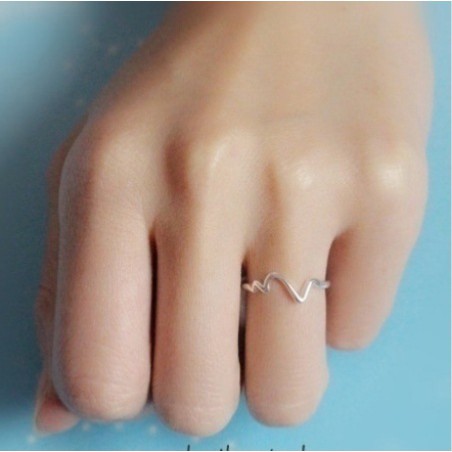 Nhẫn bạc dạng hở gợn sóng thiết kế dễ thương