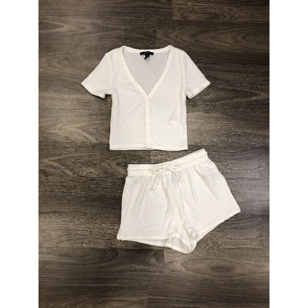 Set thun F21 áo cài nút và short | BigBuy360 - bigbuy360.vn