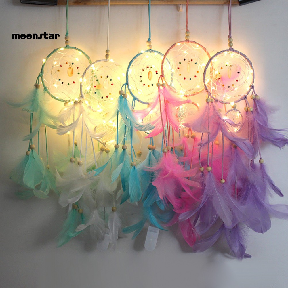 Vòng dreamcatcher có đèn LED treo tường trang trí phòng ngủ- Chọn Màu