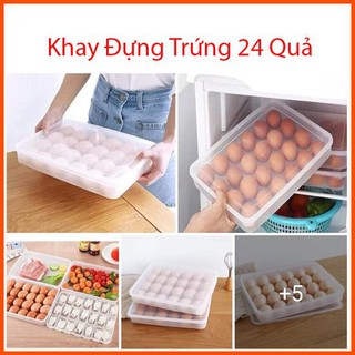 combo 2 khay đựng trứng 24 quả có nắp đậy