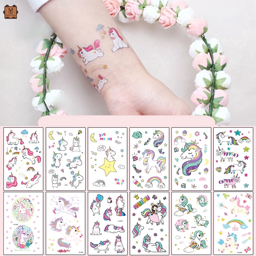 Nhãn dán hình xăm tạm thời cho cơ thể nhiều kiểu dáng dễ thương dành cho bé gái
