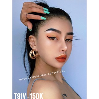 Khuyên tai bông tai to bản ba vòng tròn cá tính thời trang đi chơi đi tiệc khuyên tai ninily t91