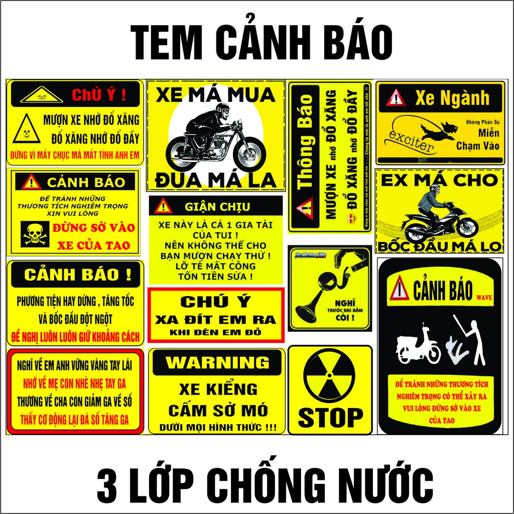 LOGO CẢNH BÁO DÁN TEM XE - TEM CẢNH BÁO