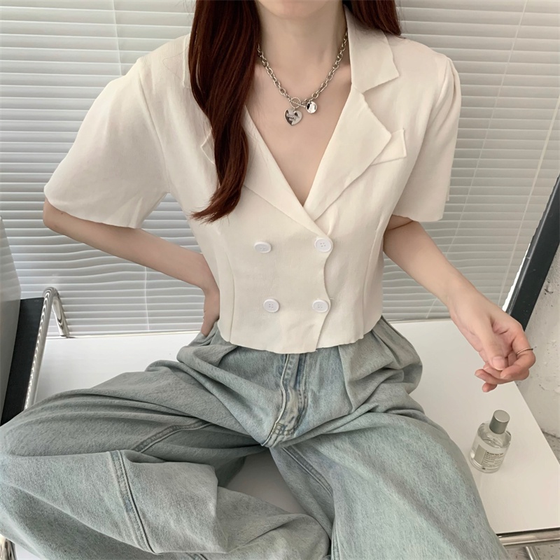 SUXI Áo Cardigan Dệt Kim Tay Ngắn Dáng Ôm Màu Sắc Đơn Giản Thời Trang Mùa Hè Cho Nữ