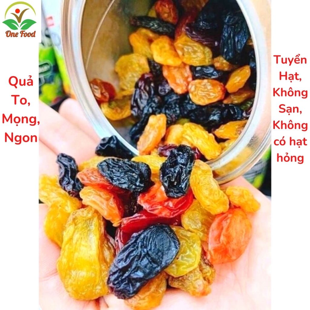 Nho khô mix vị 500g chuẩn Mỹ ăn liền loại 1, nho khô Raisins không hạt thập  cẩm 3 màu, Đồ Ăn Vặt Hà Nội, OneFood68