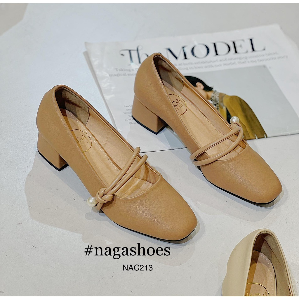 GIÀY CAO GÓT NAGASHOES QUAI GÚT ĐÍNH NGỌC 4CM NAC213