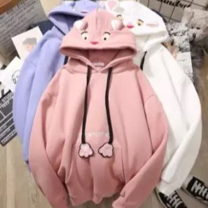 Áo Hoodie Thêu Mèo Tai Thỏ Thời Trang Nam Nữ Thu Đông phong cách năng động trẻ trung