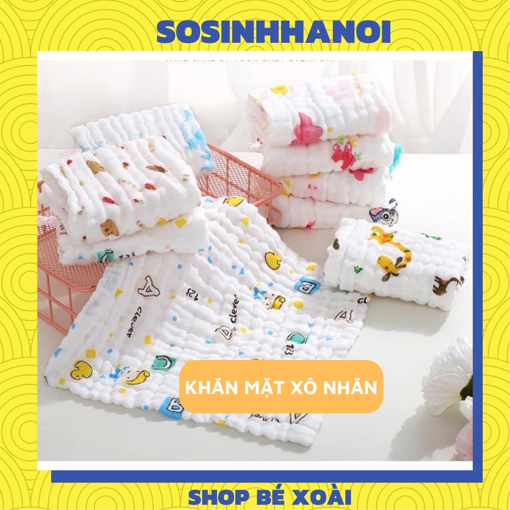 Khăn xô 6 lớp rửa mặt in hình cho bé