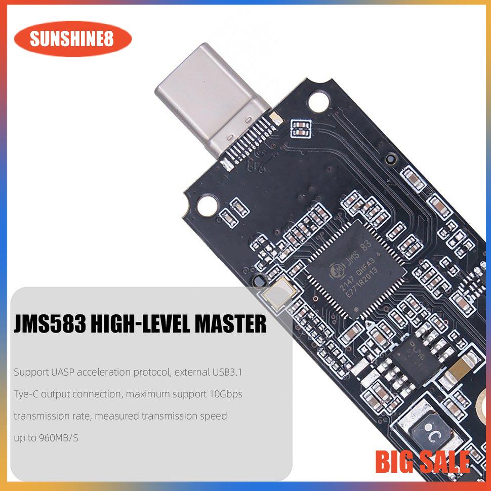 【SUN】M.2 NVME To USB3.1 SSD Converter JMS583 Card 10Gbps M.2 NVME PCIe Adapter