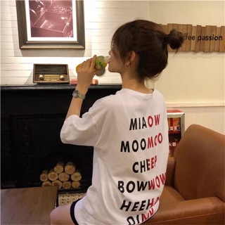 Áo phông oversize - Áo thun dáng dài in chữ trắng - đen