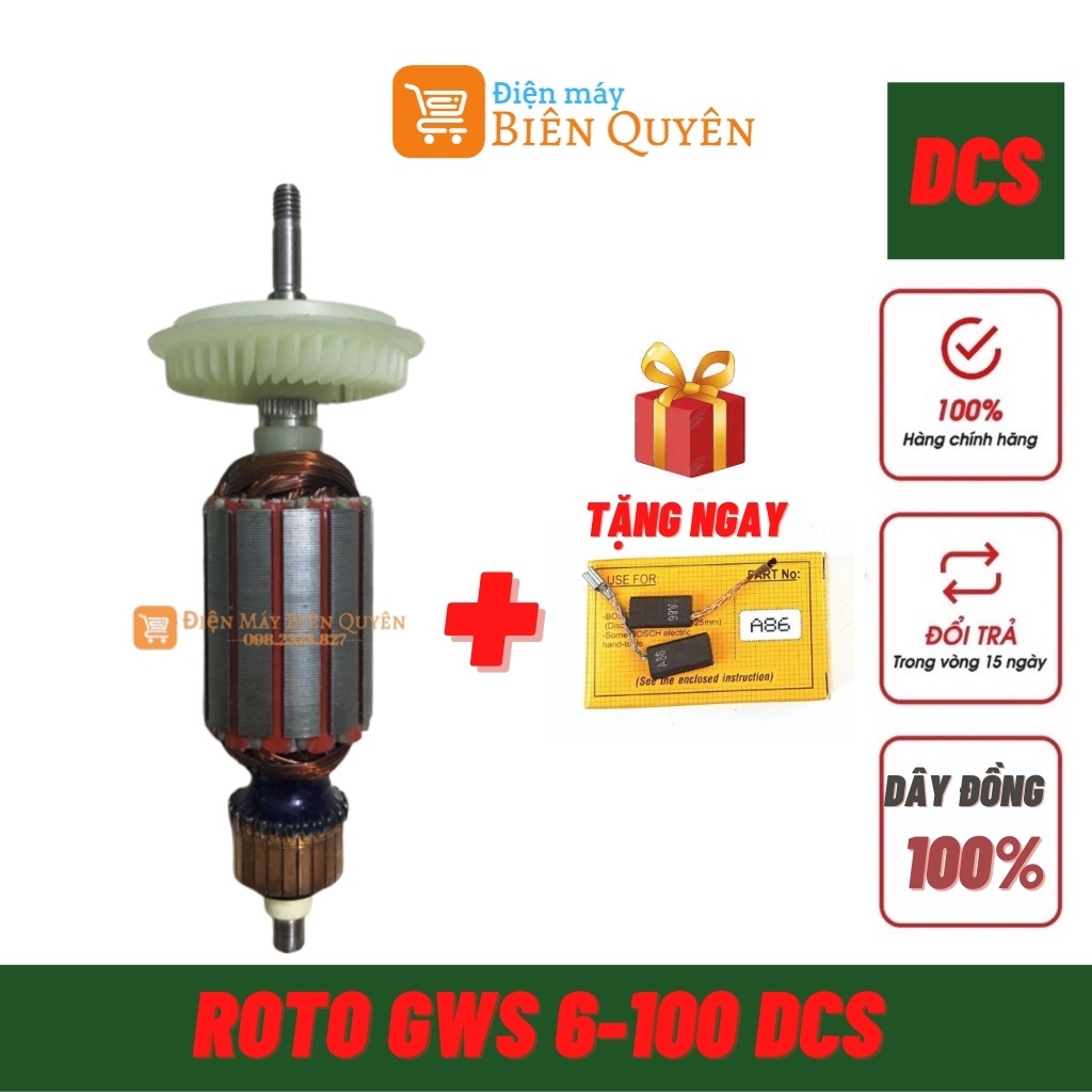 Roto Máy Mài Bosch 6-100 DCS Dây Đồng Tặng Chổi Than