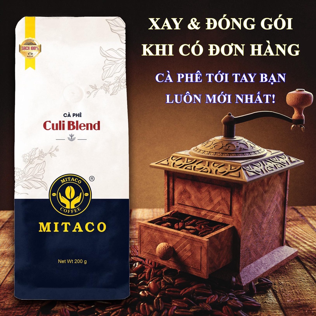 Cà phê Robusta Culi nguyên chất MITACO COFFEE (Gói 200g)