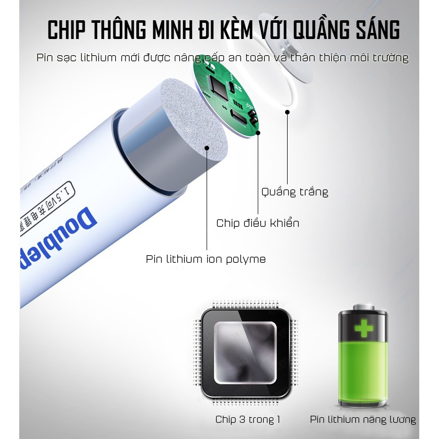 Pin Sạc Có Cổng Micro USB AA 1.5v Doublepow 2400mWh