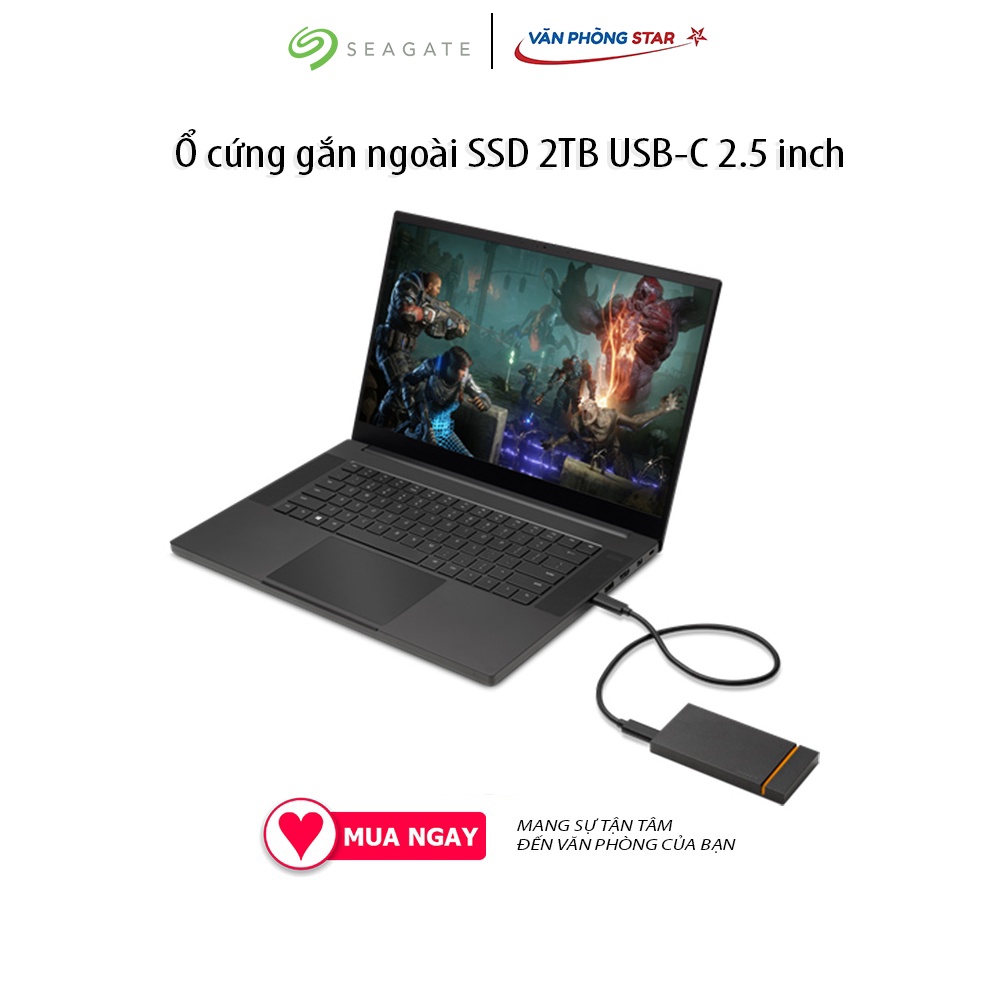 Ổ cứng gắn ngoài SSD 2TB USB-C 2.5 inch Seagate Firecuda Gaming Cổng kết nốiUSB TypeC 3.2 Kim loại nguyên khối