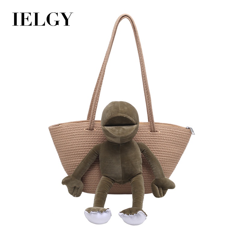 Túi Đeo Vai Cỡ Lớn Bằng Sợi Rơm Hình Ếch Dệt Tay Tùy Chỉnh Mới Cho Nữ