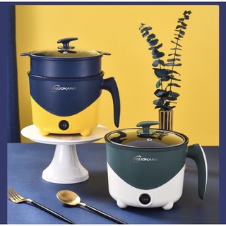 Nồi lẩu điện mini, nấu mì 2 tầng kèm giá hấp đa năng nướng, luộc, ca nấu mì mẫu mới